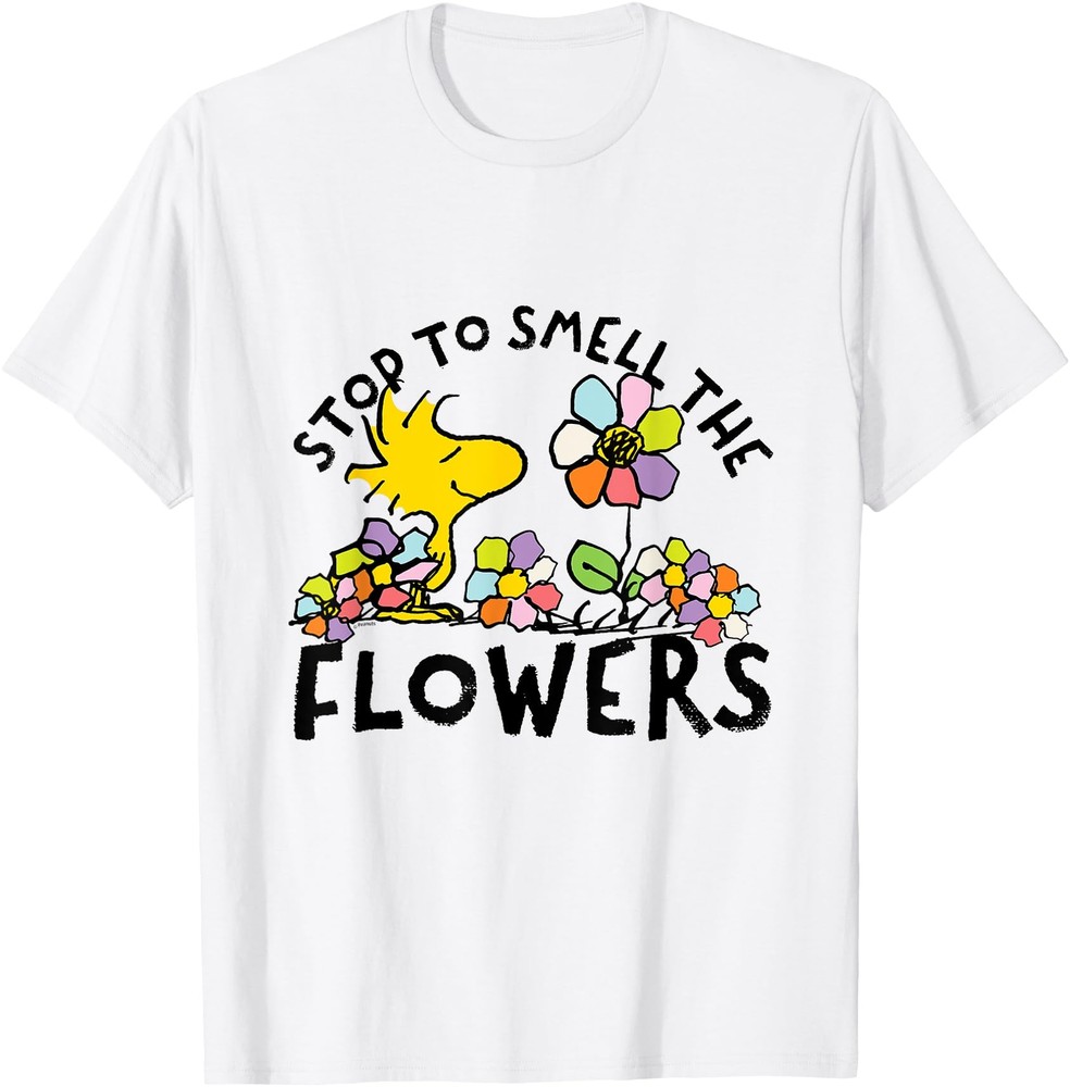 Peanuts   Woodstock Stop To Smell The Flowers T Shirt Men