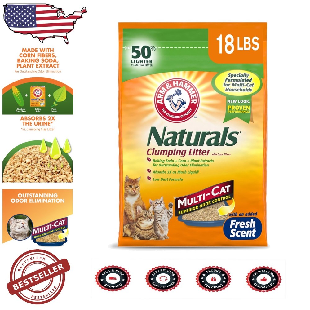 Naturals Clumping Cat Litter 18 lb for Multi-Cat Homes with Superior Odor Control