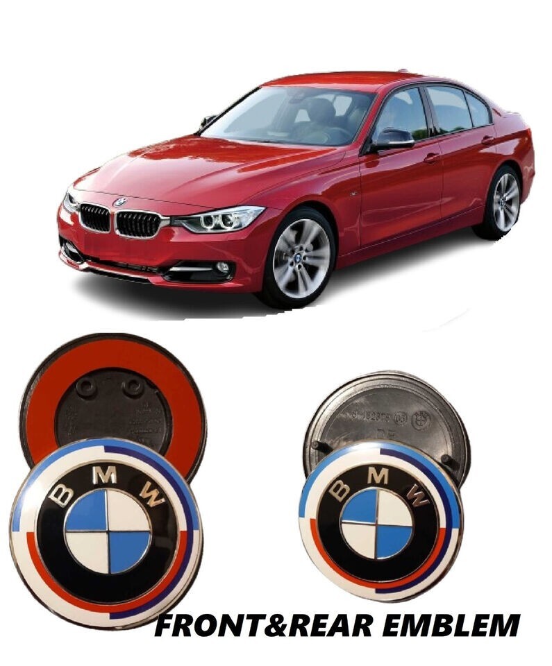 2x logo hood 82mm + trunk 74mm emblem BMW 50E anniversary F30, F31, F40