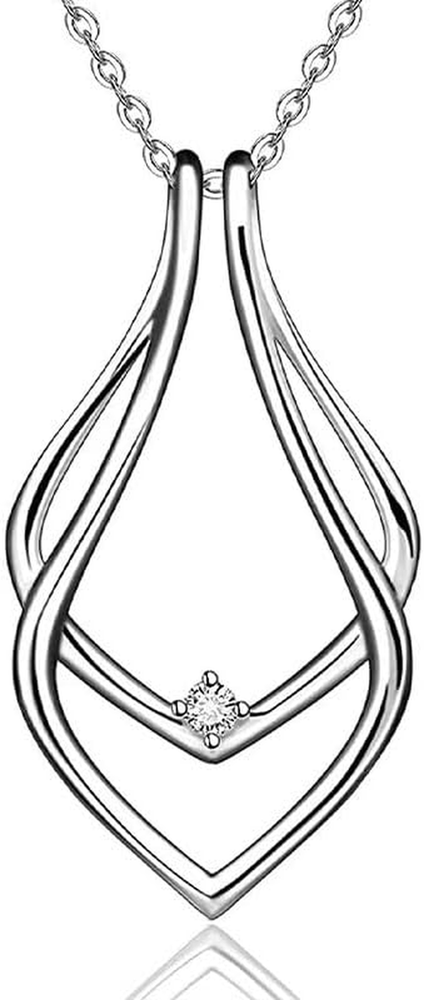 Dainty Waterdrop Ring Holder Necklace for Women Men CZ Simple Ring Keeper Neckla