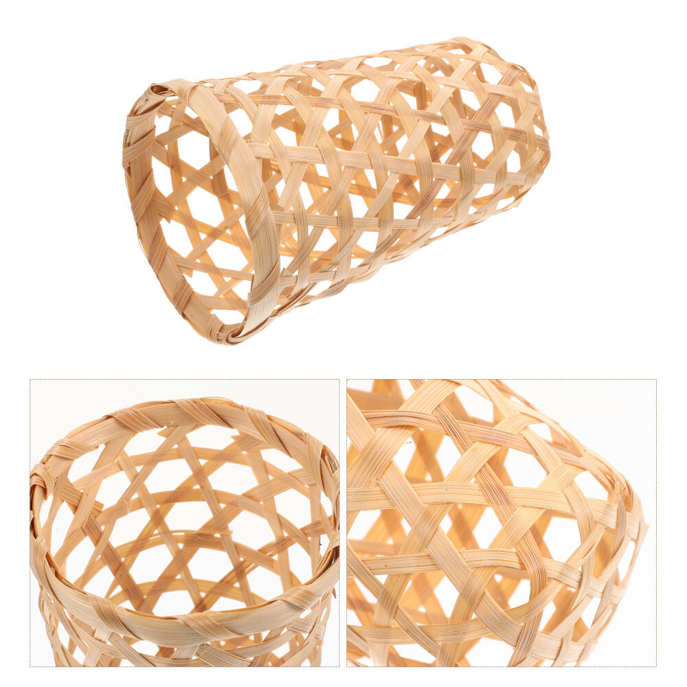 3 Pcs Round Wicker Baskets Bamboo Straw Material Planter Lightweight