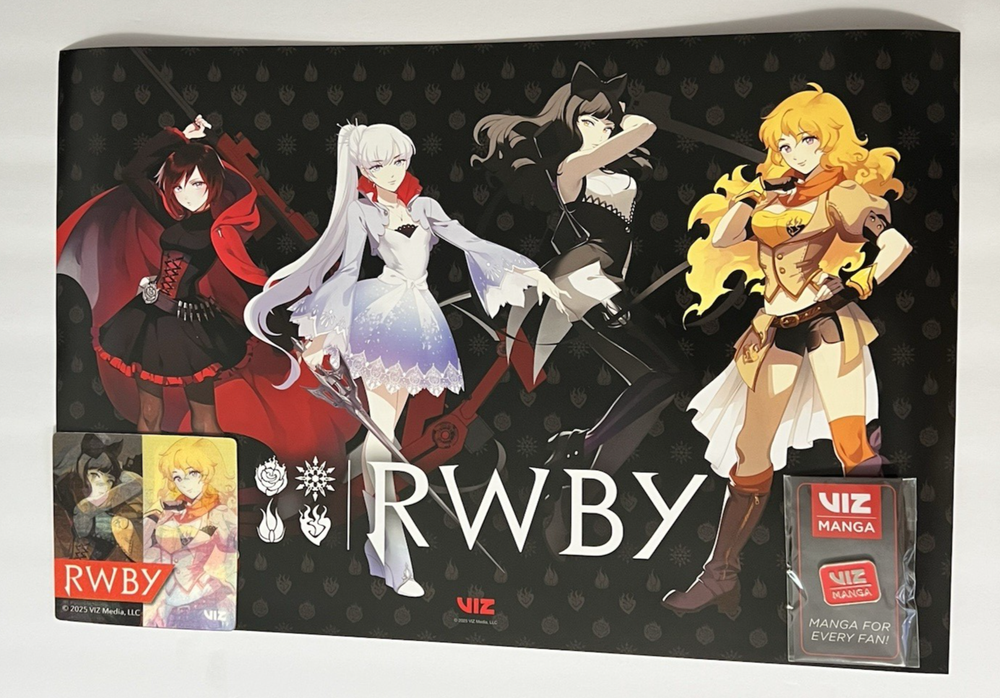 SDCC 2025 RWBY Anime Promo Exclusive Ruby Rose Poster Coaster Pin Set