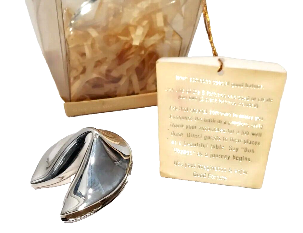 Vtg Lenox Silver Plated Fortune Cookie Good Luck New Year Wedding Birthday Gift-image