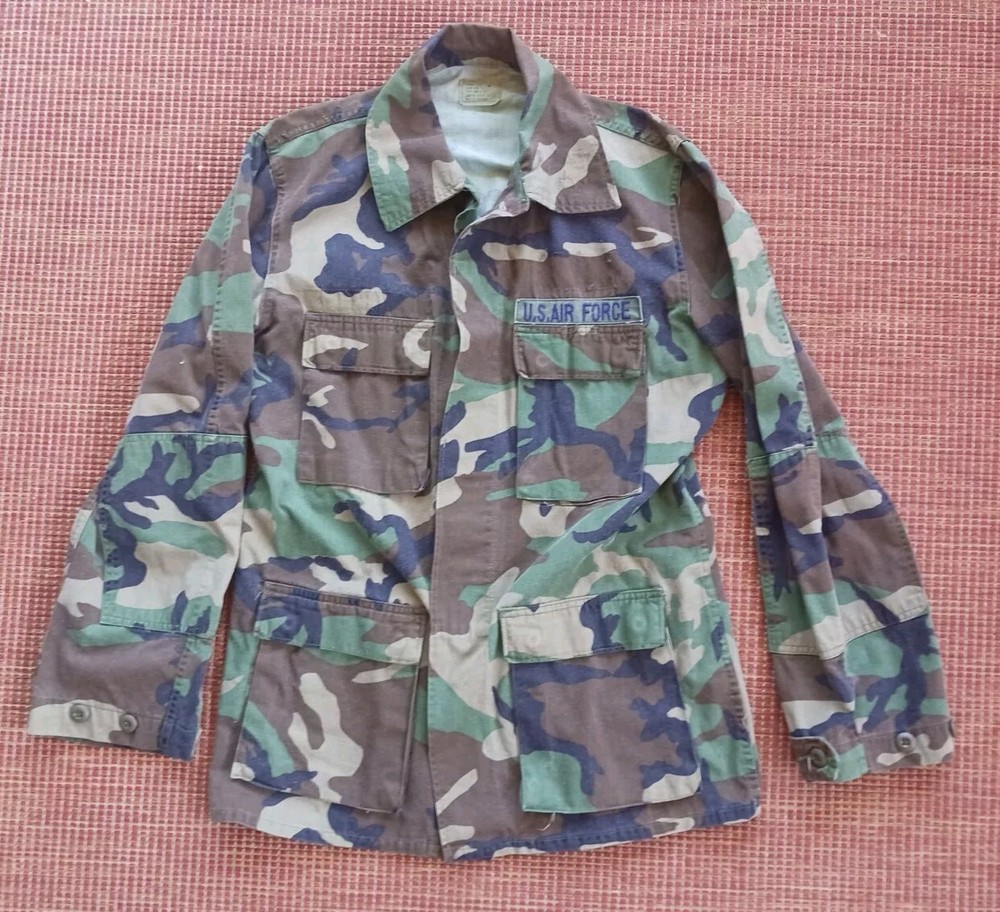 Vintage US Air Force Jacket Men Medium Woodland Camo Combat Coat