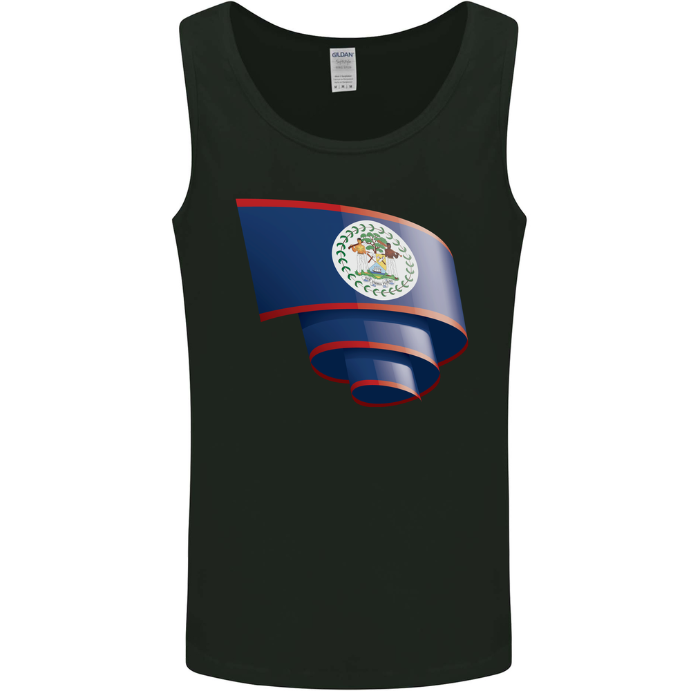 Curled Belize Flag Belizean Day Football Mens Vest Tank Top