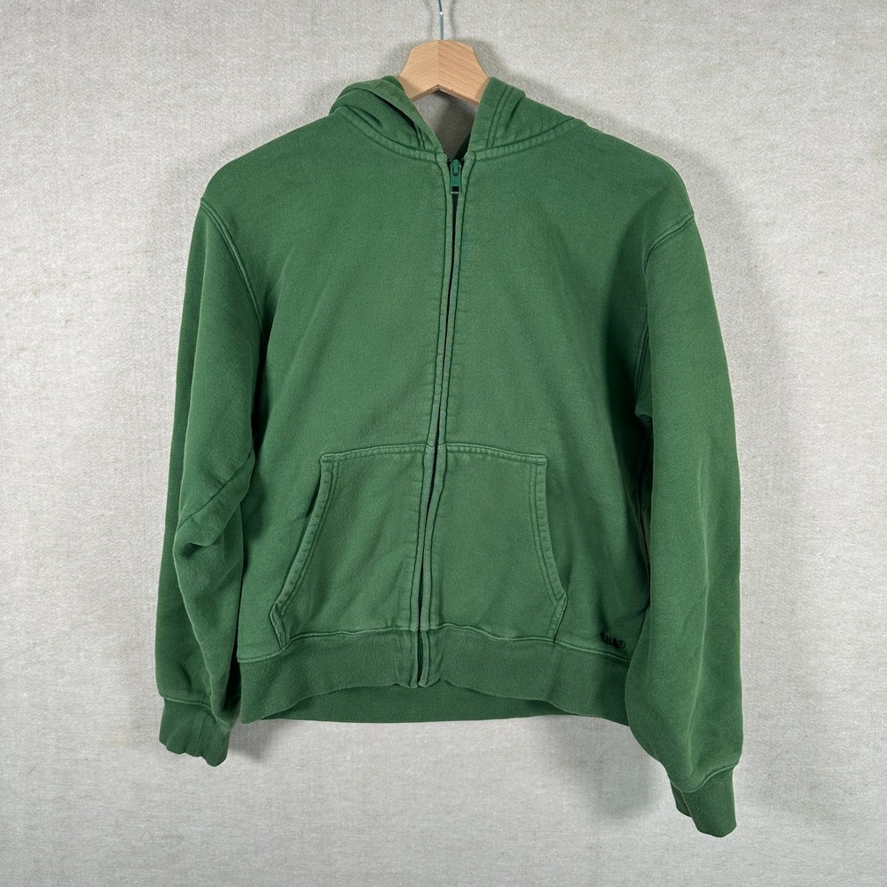 Aritzia TNA Zip Hoodie Womens Medium Green Cozy Sweatfleece Minimal Perfect Fit