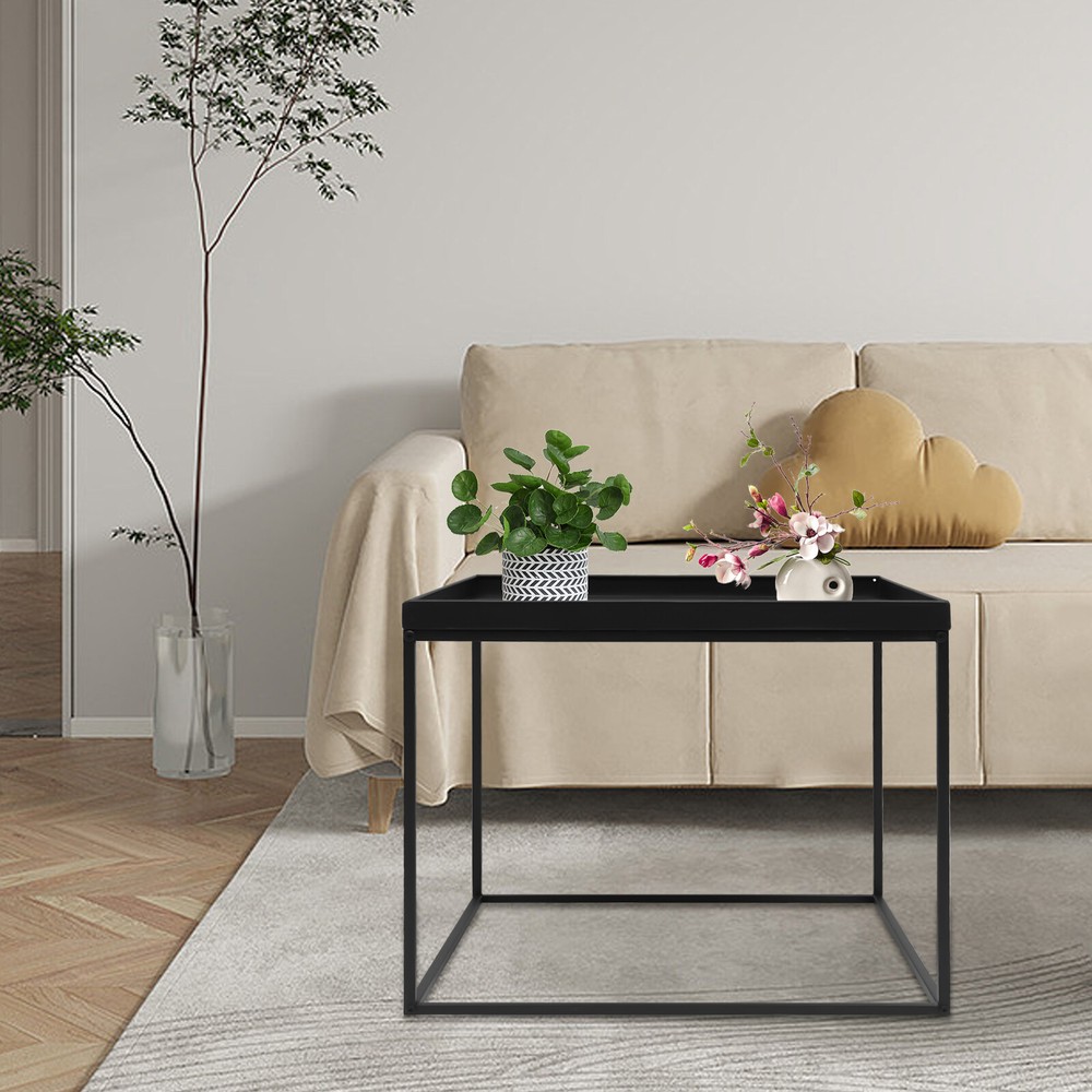 24 Inch Square Metal Frame Portable Table for Office Camping or Side Use  