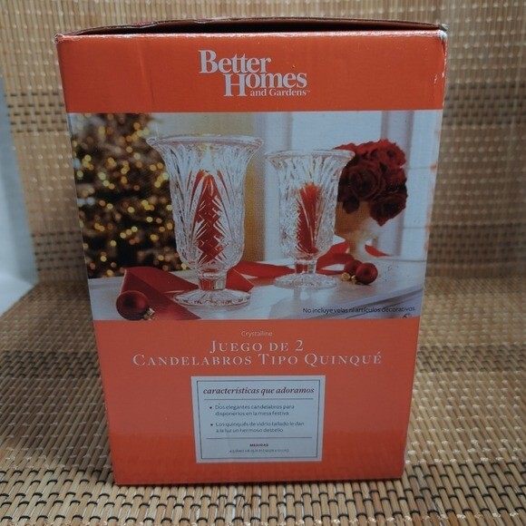 Better Homes and Gardens 2-Piece Crystalline Hurricane Candle Holder Set