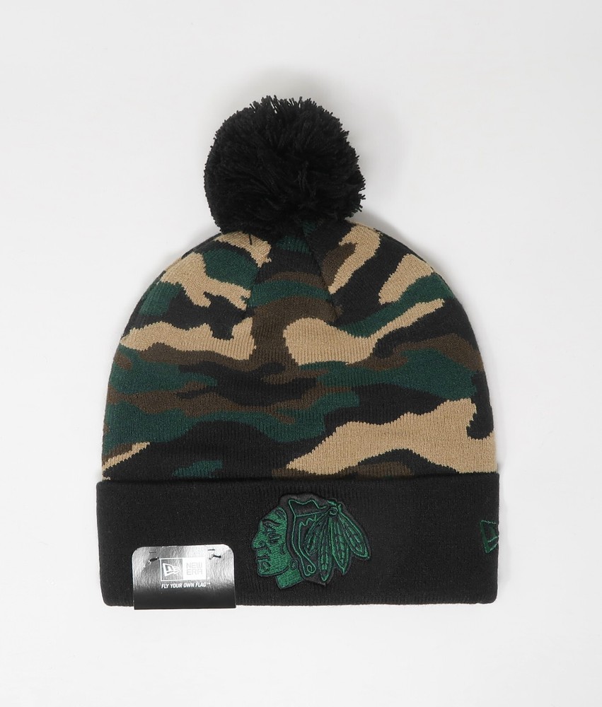 NEW ERA Men Women Chicago Blackhawks Hockey Camouflage Beanie Army Knit Hat