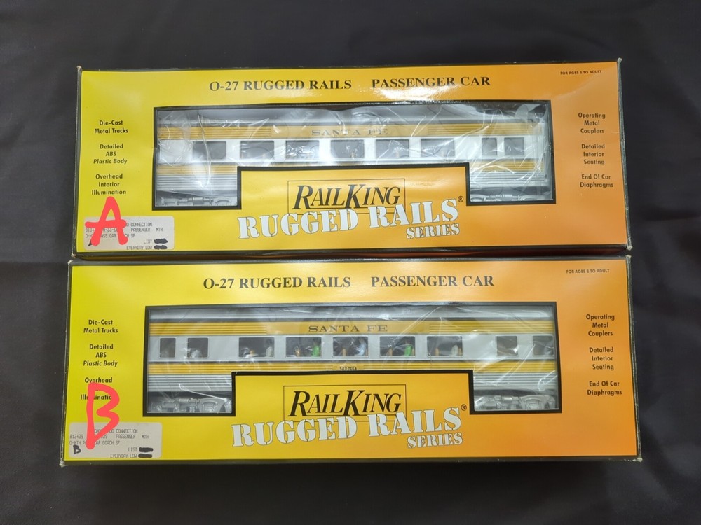 MTH Rail King O-27 Santa Fe Streamlined Passenger Coach Car 33-6029 Check Description