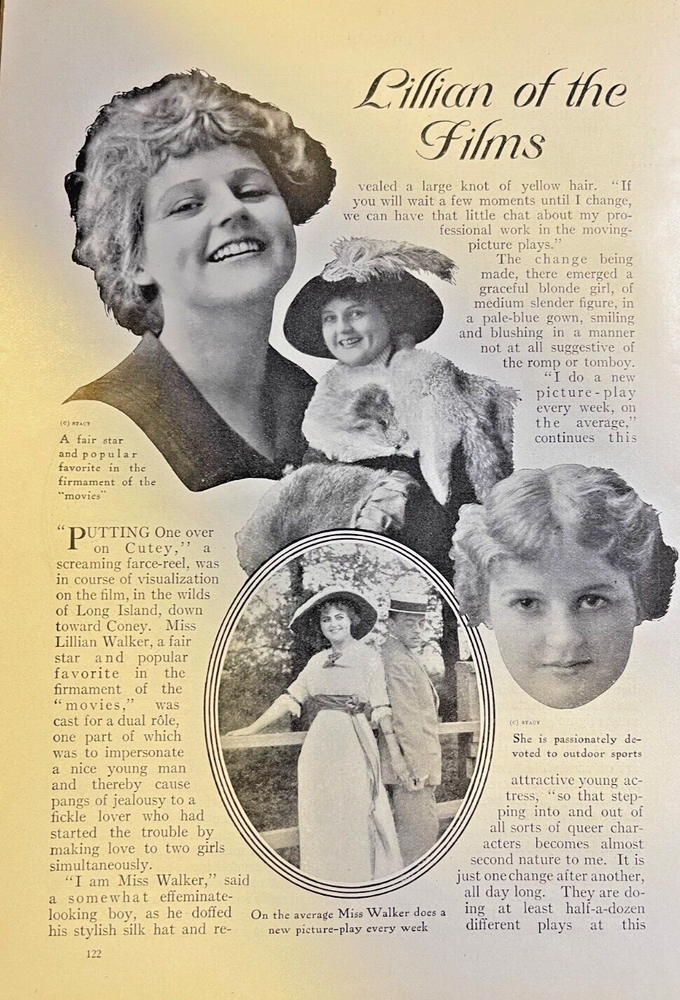 1913 Actress Lillian Walker illustrated