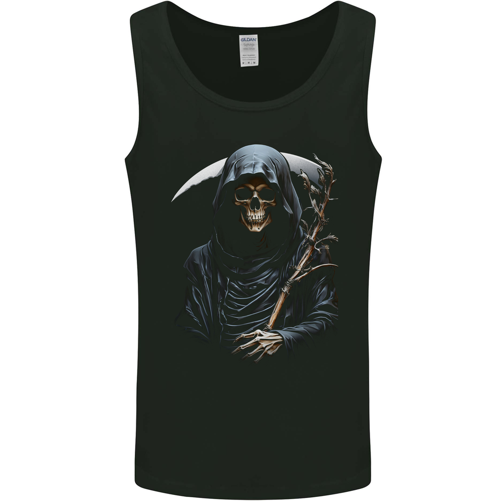 The Grim Reaper and Sythe Skull Design 1 Mens Vest Tank Top