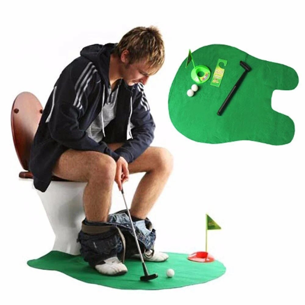 Prank Gift Toilet Golf Game Set - Mini Golf in Restroom Bathroom Funny Gag Gifts