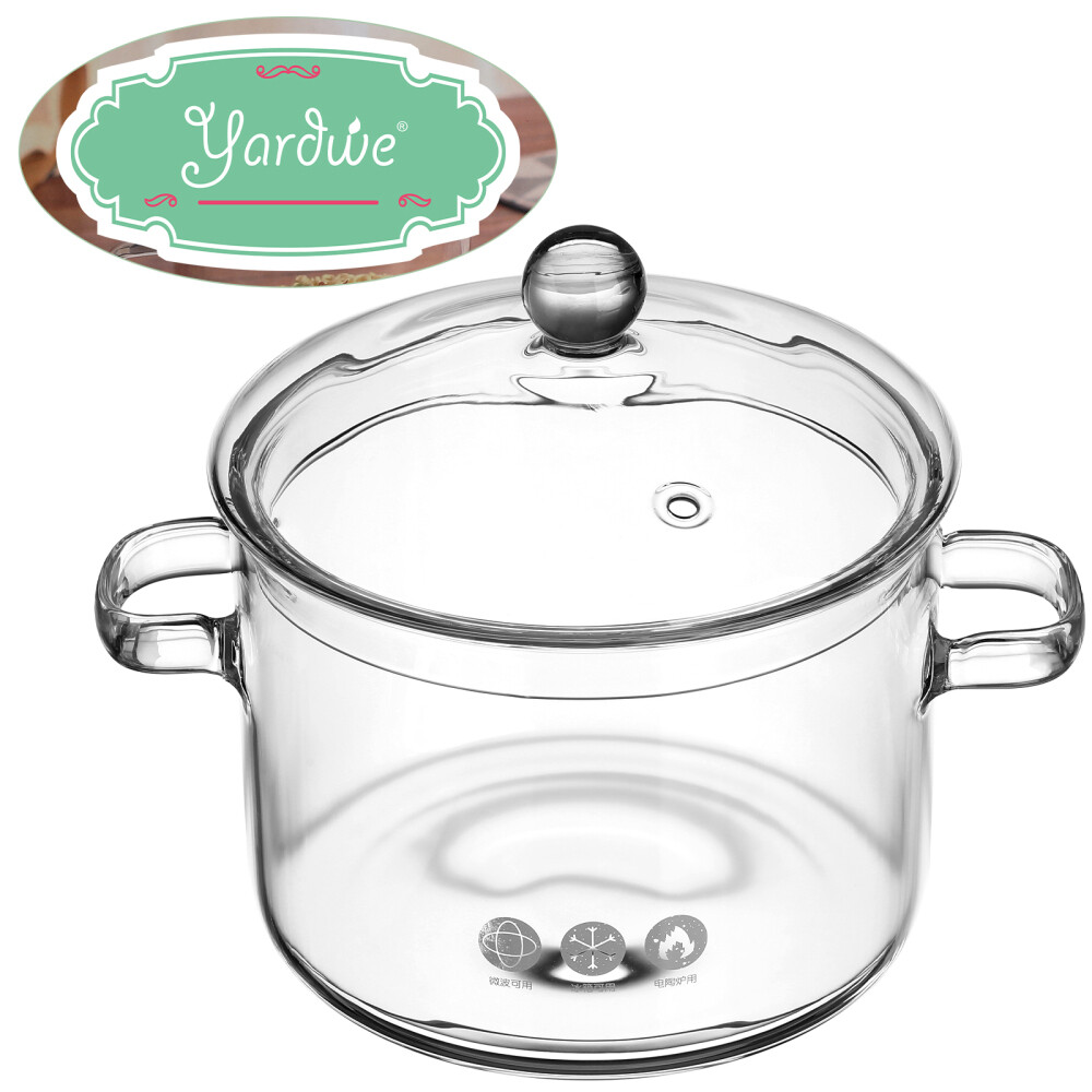 1PC Soup Pot with Lid Glass Pot for Stove Cooking Stovetop Soup with Lid Clear