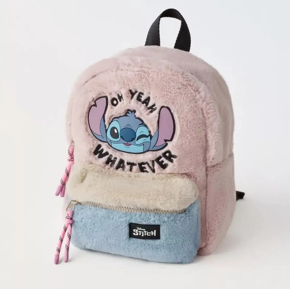 Disney Stitch Colorblock Plush Mini Backpack  Lilo & Stitch Fluffy Book Bag