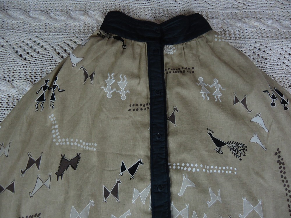 Vintage Flared Peacock Print Long Sleeve Women's Top Size S by Jeanne Marc