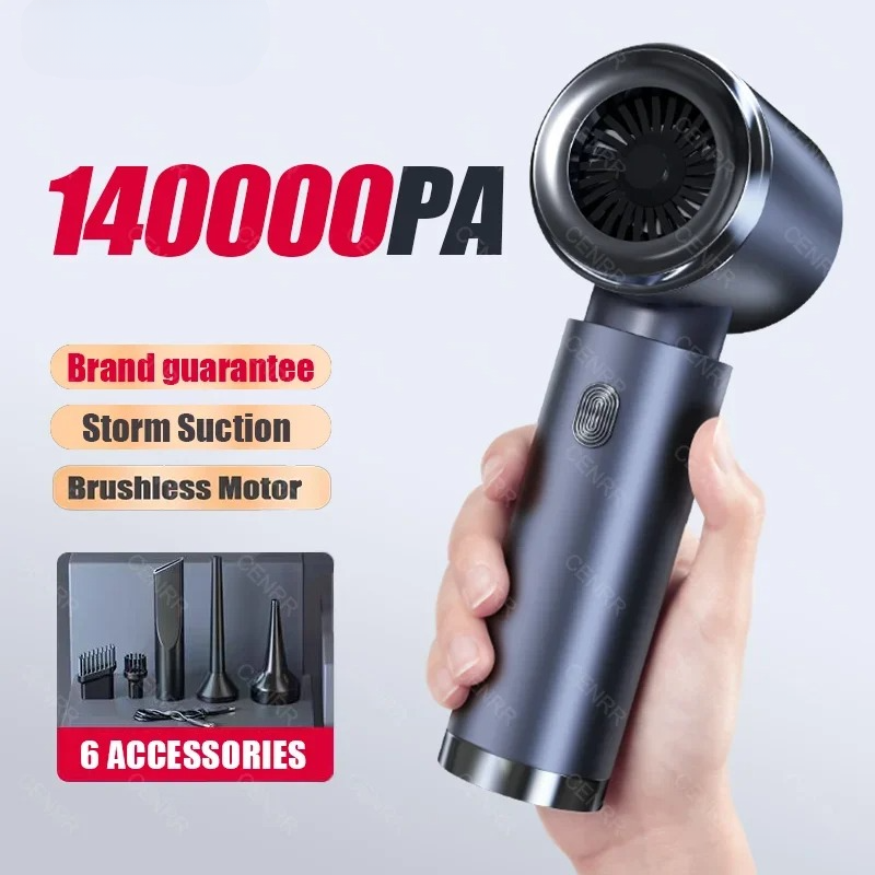 140000PA Wireless Car Vacuum Cleaner with Strong Suction and Blower Function