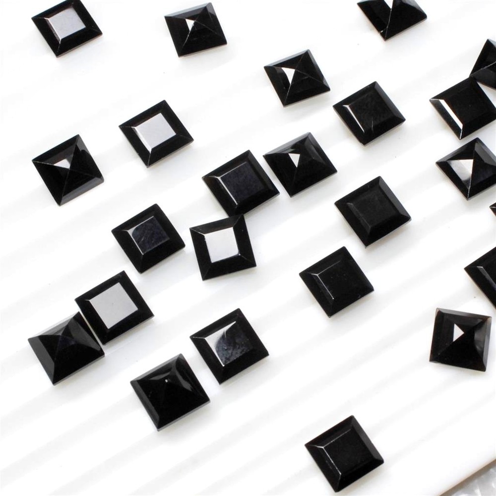 6mm Square Cut Natural Black Spinel Loose Gemstones Wholesale Lot
