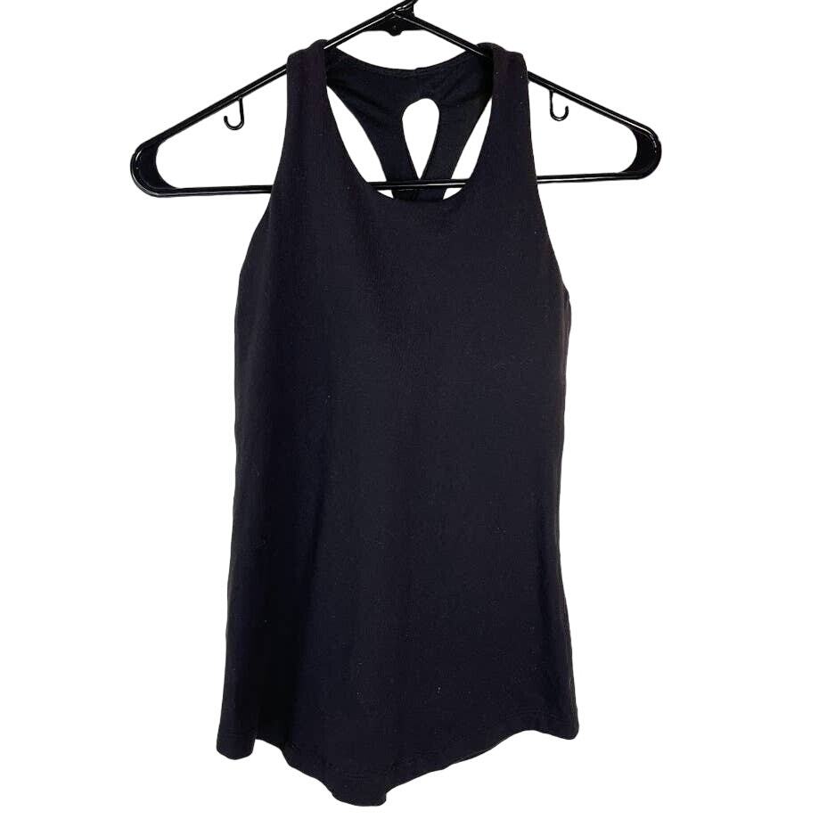 Lululemon Top Womens 4 Black Sleeveless Tank Cross Strap Athletic Shirt Workout