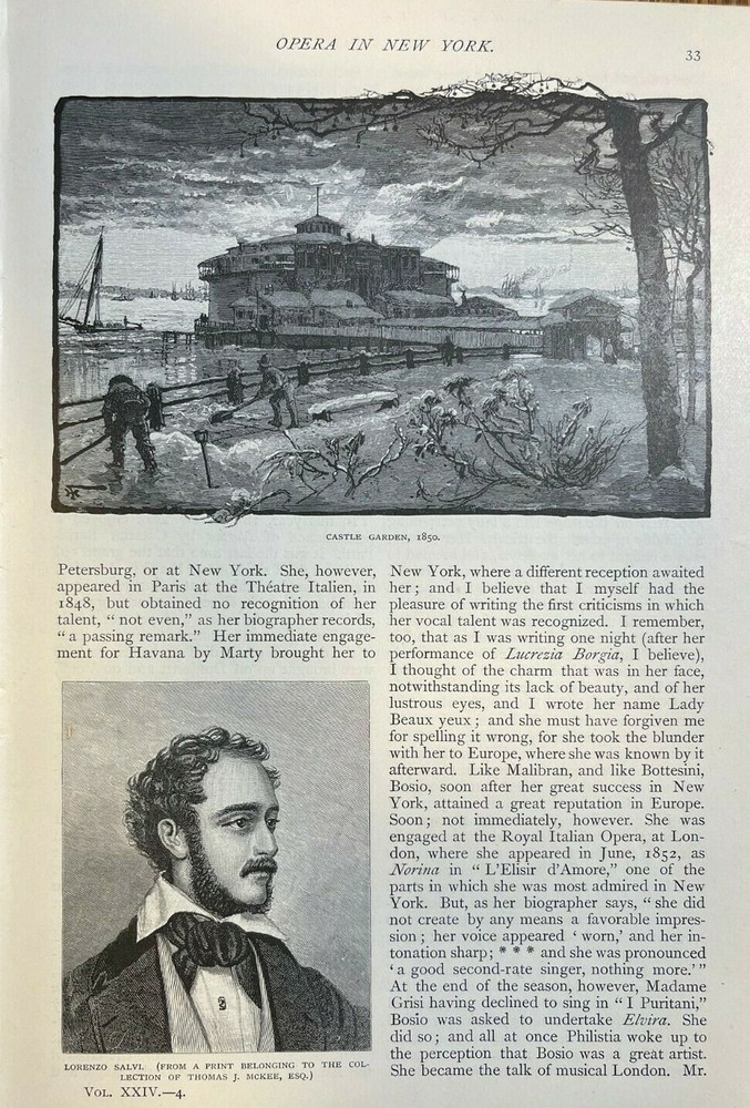 1882 Opera in New York Lorenzo Salvi Alboni Angiolina Bosio Henrietta Sontag