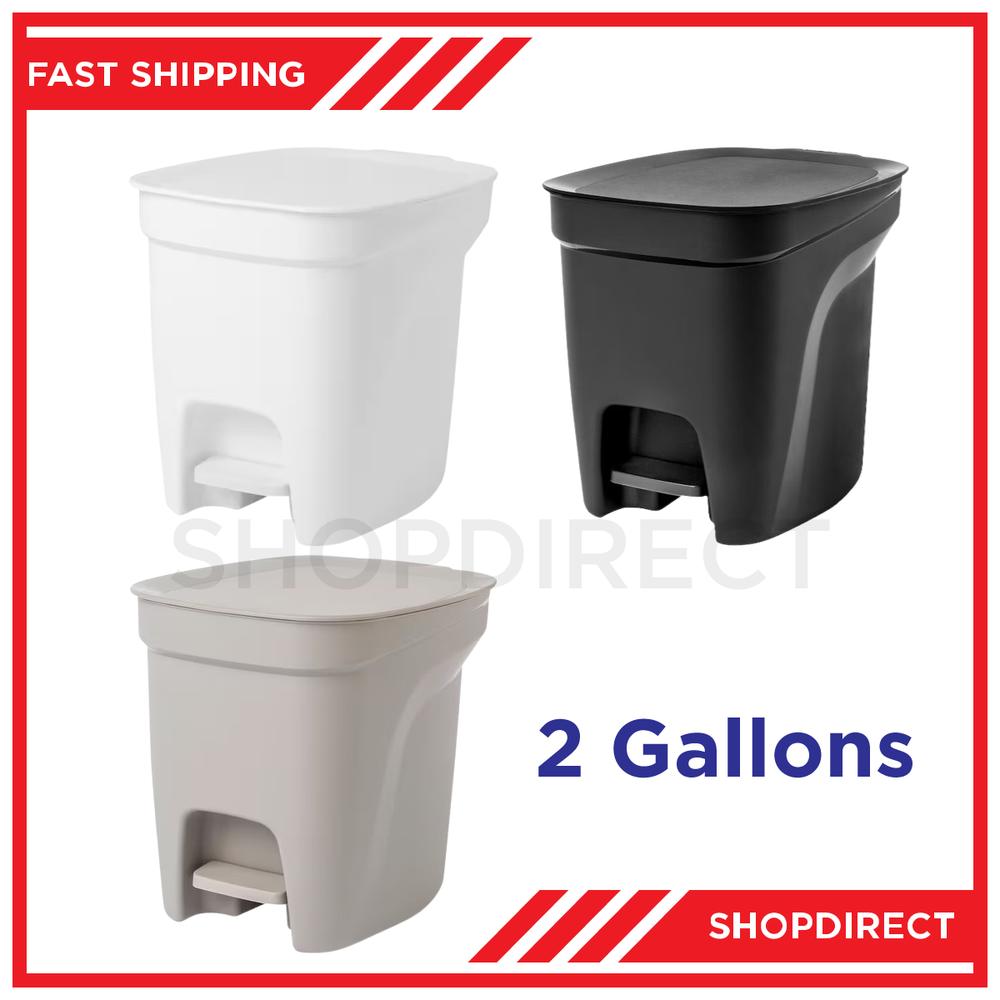 HACKSAX Step Trash Can w/t Lid Black, Gray White 2 Gallon Kitchen Sink Waste Bin