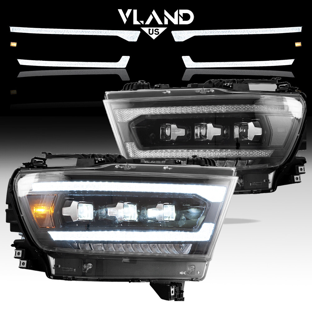 3Projector Led Headlights For 2019-2024 Ram 1500 Tradesman Bighorn Laramie Rebel