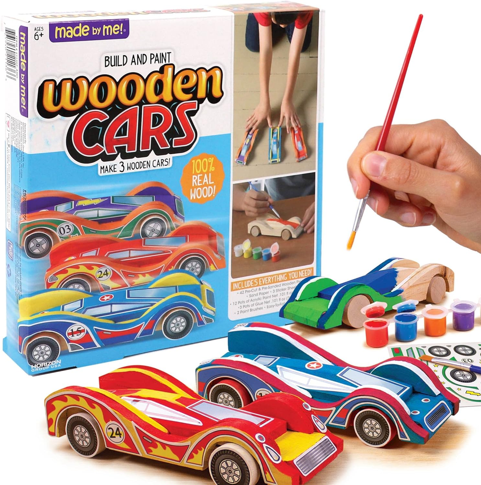 Build & Paint DIY Wooden Cars Kit by Horizon Group USA  