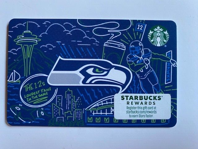 STARBUCKS Gift Card 2023 Seattle Seahawks, NFL Hologram on back