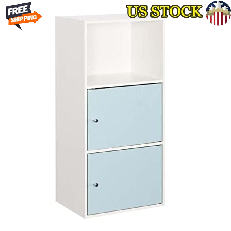 2 Door Storage Cabinet W/ Shelves Magnetic Latches Office Bathroom Organization