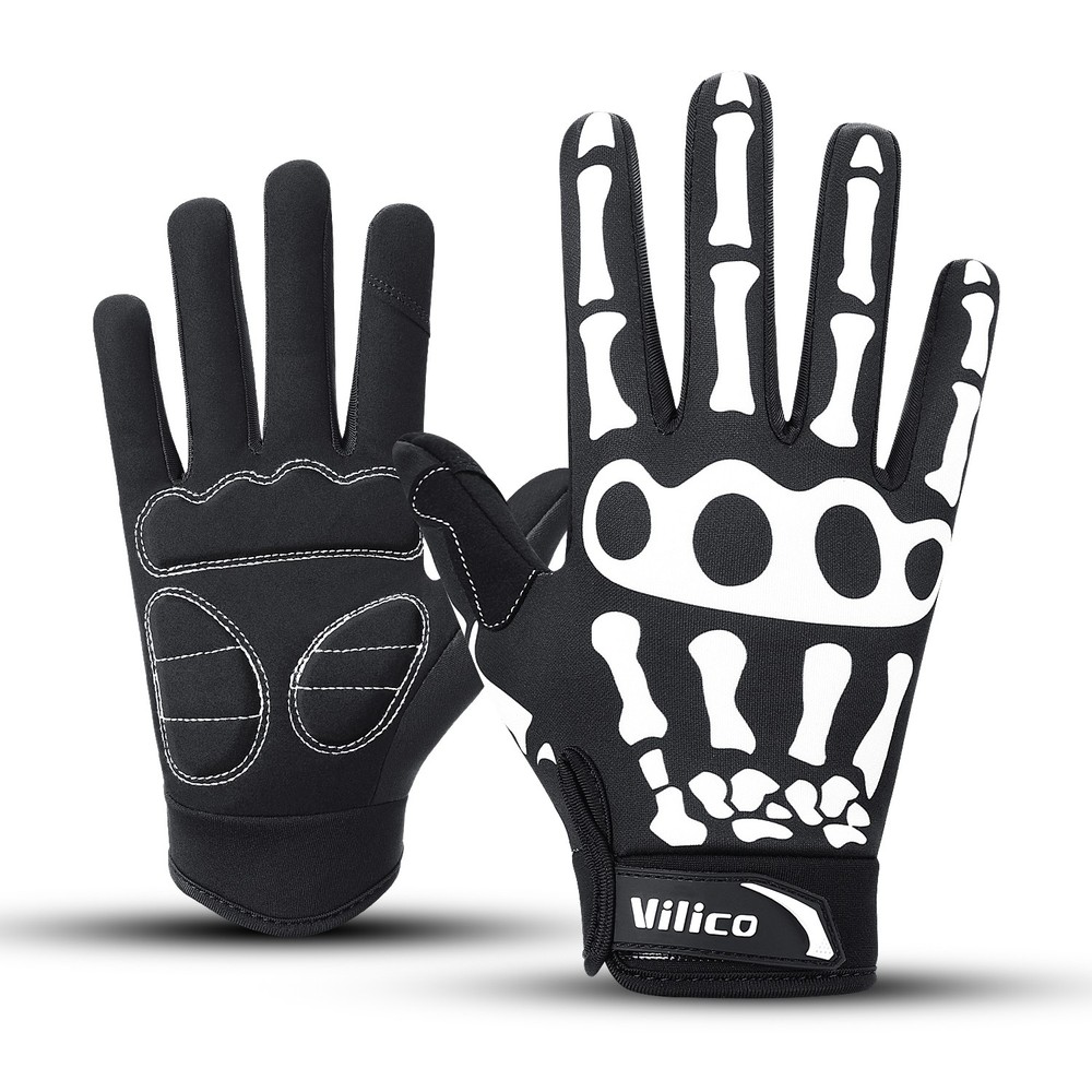 Outdoor Men Cycling Bike Full Finger Gloves Motorcycle Skull Bone Skeleton Goth