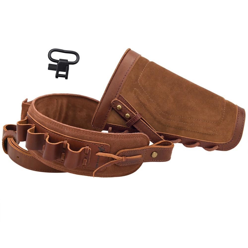 Drilling Free Shotgun Leather Cheek Rest Stock with Ammo Sling (12GA 16GA 20GA)