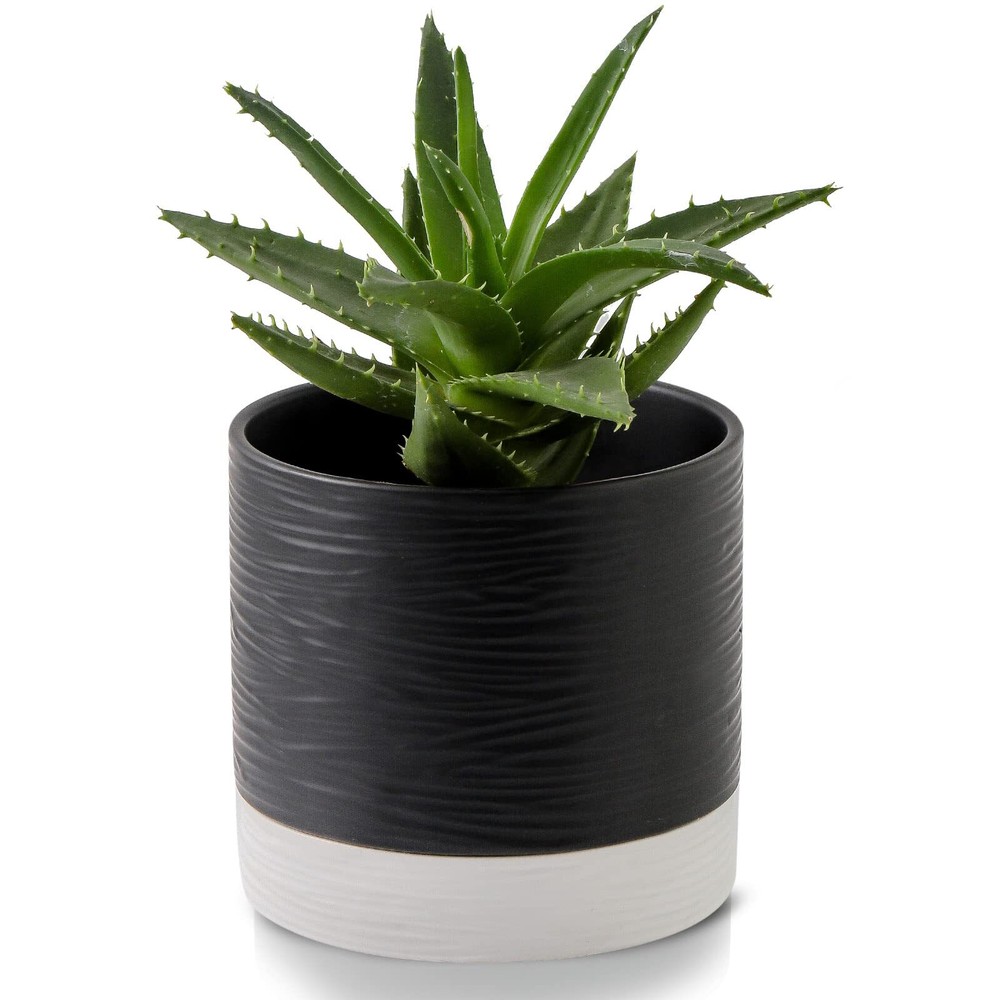 Ceramic Plant Pot: 6 Inch Planter with Drainage Hole & Saucer for Indoor & Ou...