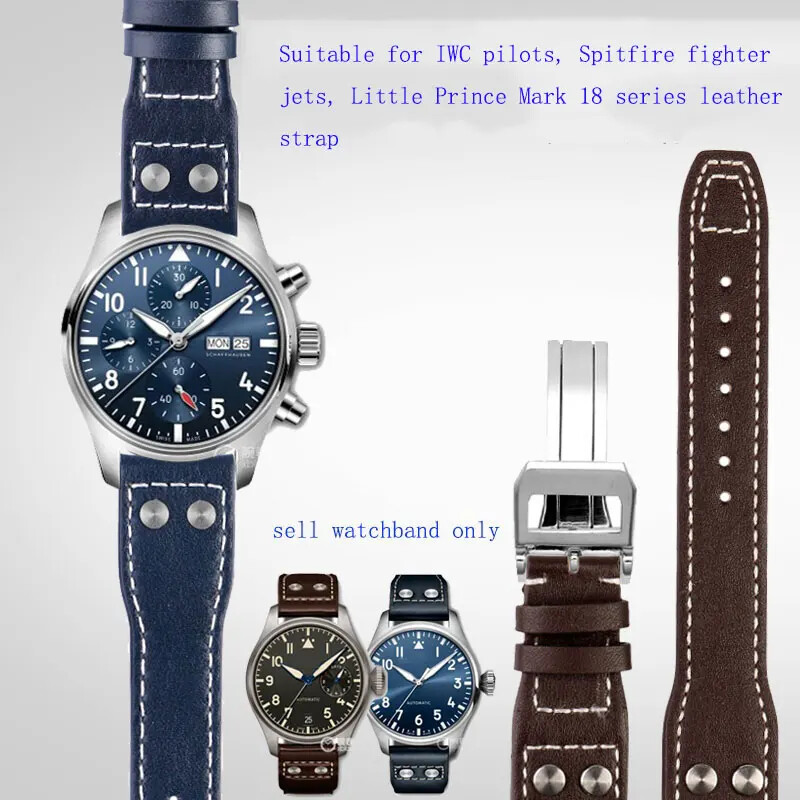 IWC Big Pilot Spitfire 21mm Cowhide Leather Watch Strap with Folding Buckle