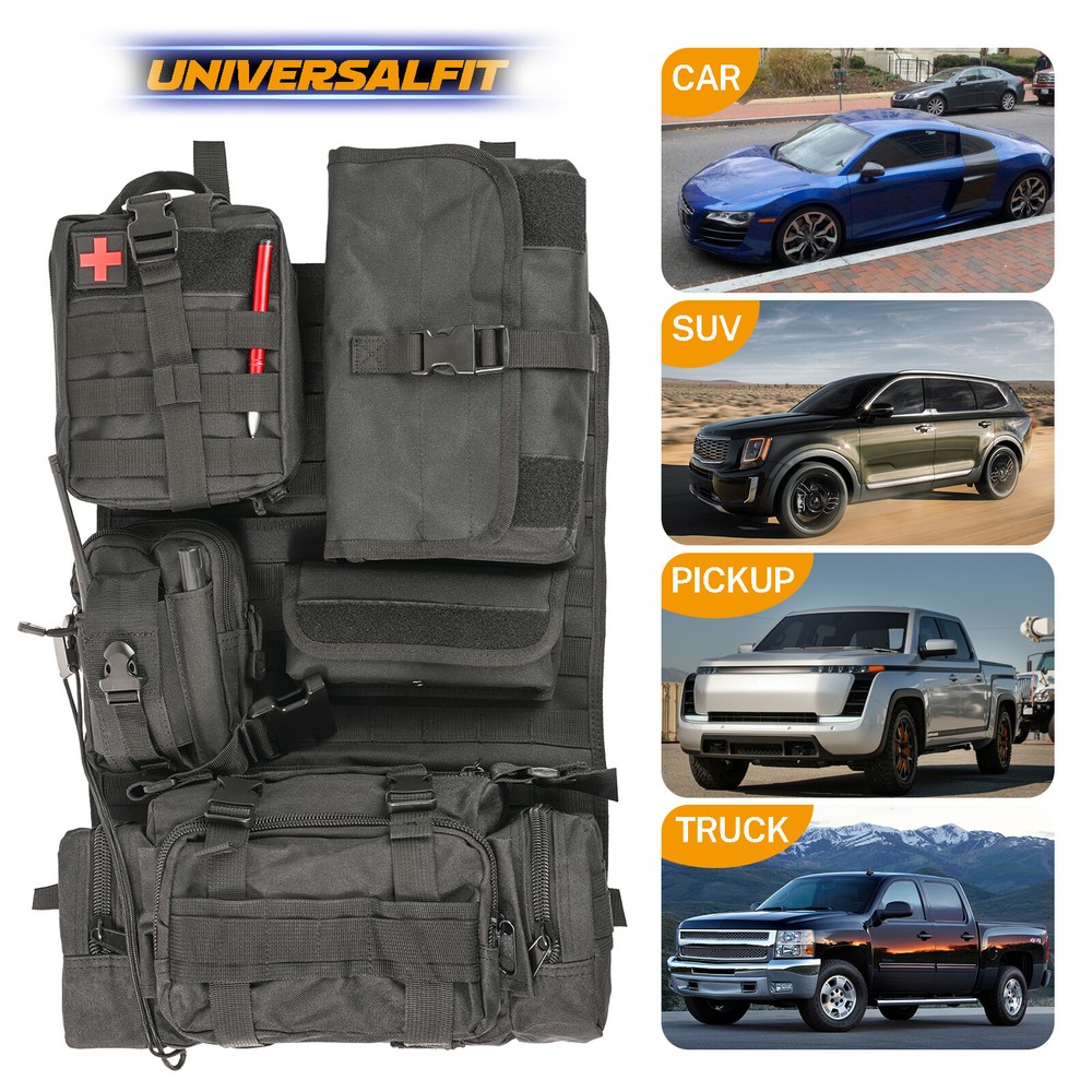 Universal Car Seat Cover Storage Organizer Tactical Molle Bag Pouch Organizer.