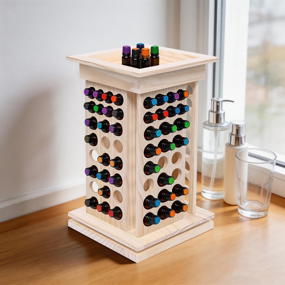 Essential Oil Holder Display 8 Tier Wooden Rotating Storage Display Stand USA