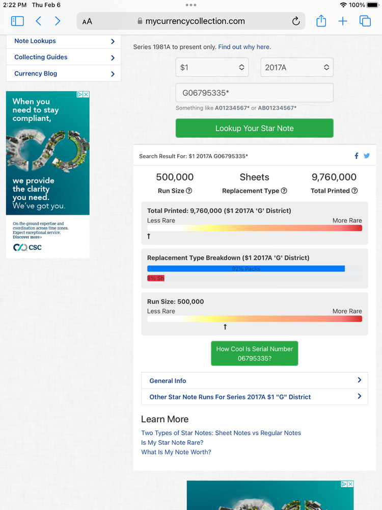 2017A $1 DOLLAR BILL STAR NOTE RARE!! / 500K RUN / DENVER MINT