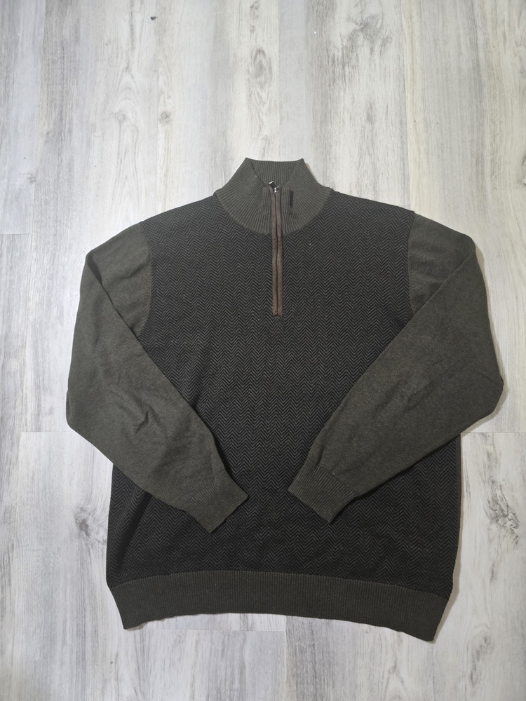 Tricots St. Raphael Mens 1/4 Zip Sweater Size XL dark green cotton viscose