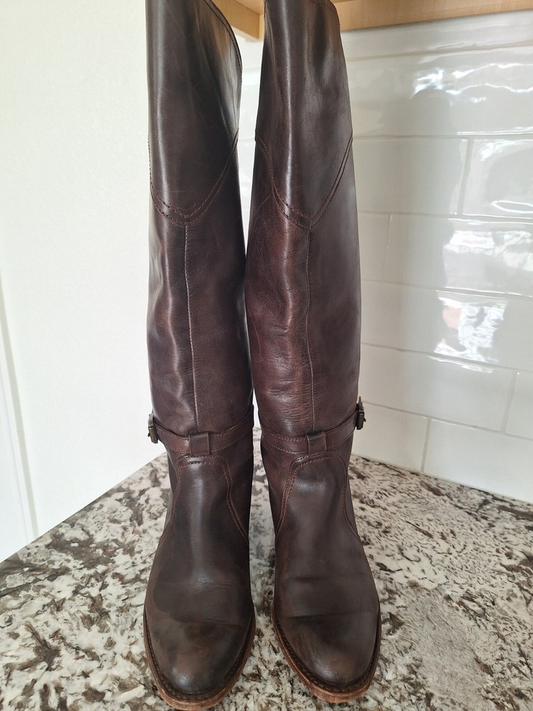 Frye Tall Leather Boots 77561  Womens Size 6 Brown