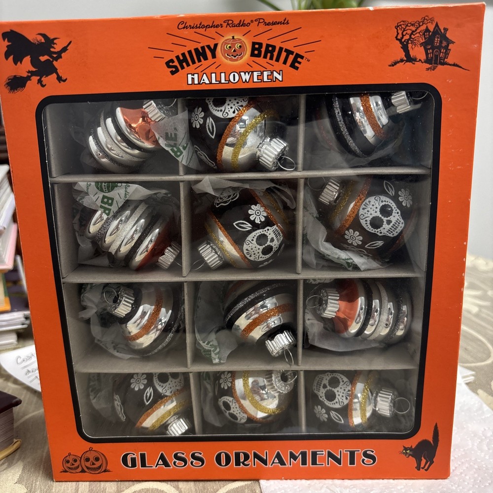 Set of 12 Christopher Radko Shiny Brite Halloween Ornaments 2