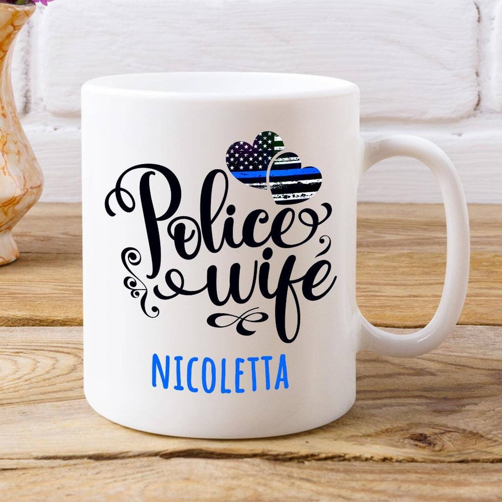 Personalized Gift For Police Wife From Husband Custom Name Coffee Mug Birthday