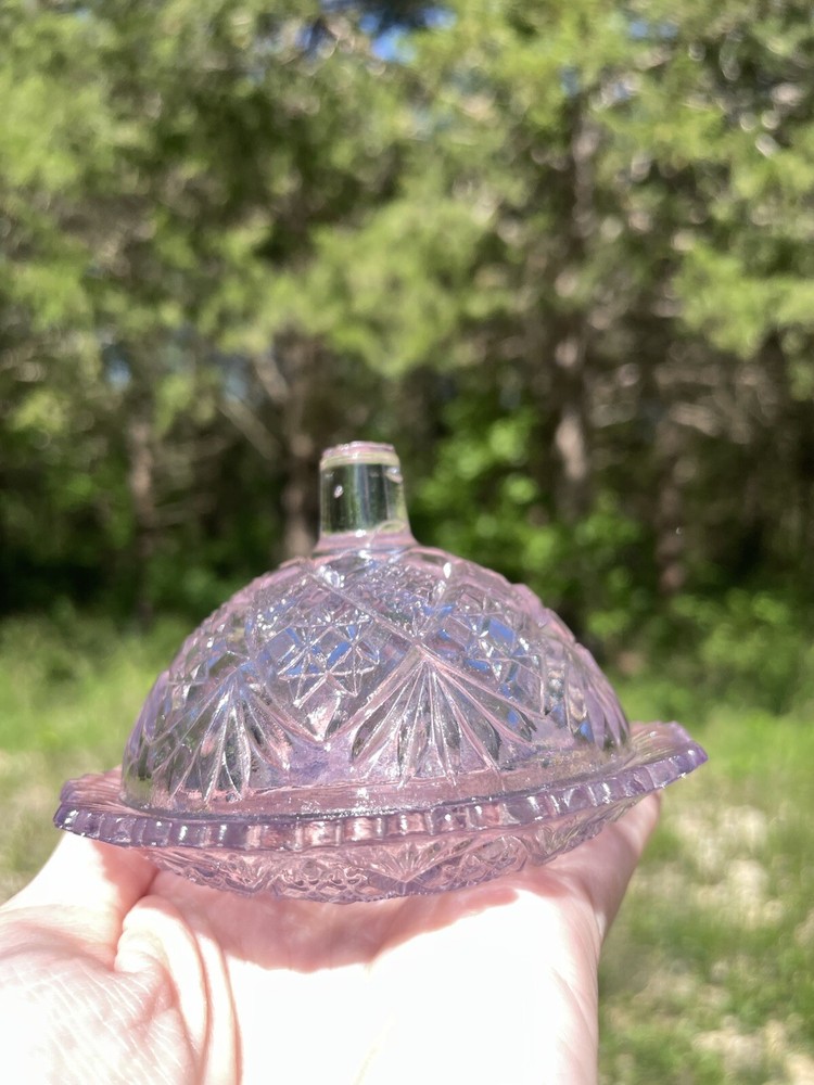 Vintage 1950s Westmoreland Thumbelina Amethyst Glass Childs Butter Dish