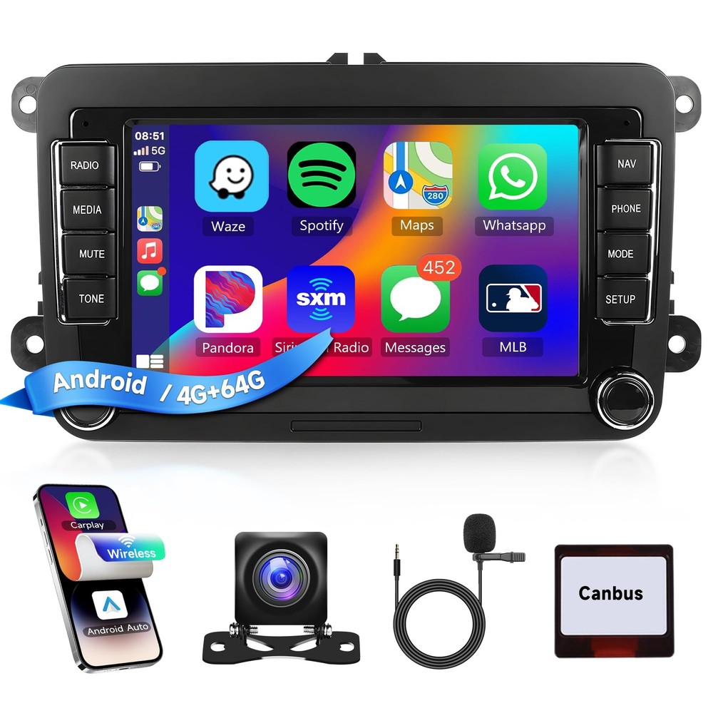 4+64G Android Car Stereo for VW Passat Golf MK5 MK6 Jetta T5 EOS POLO Touran Se…