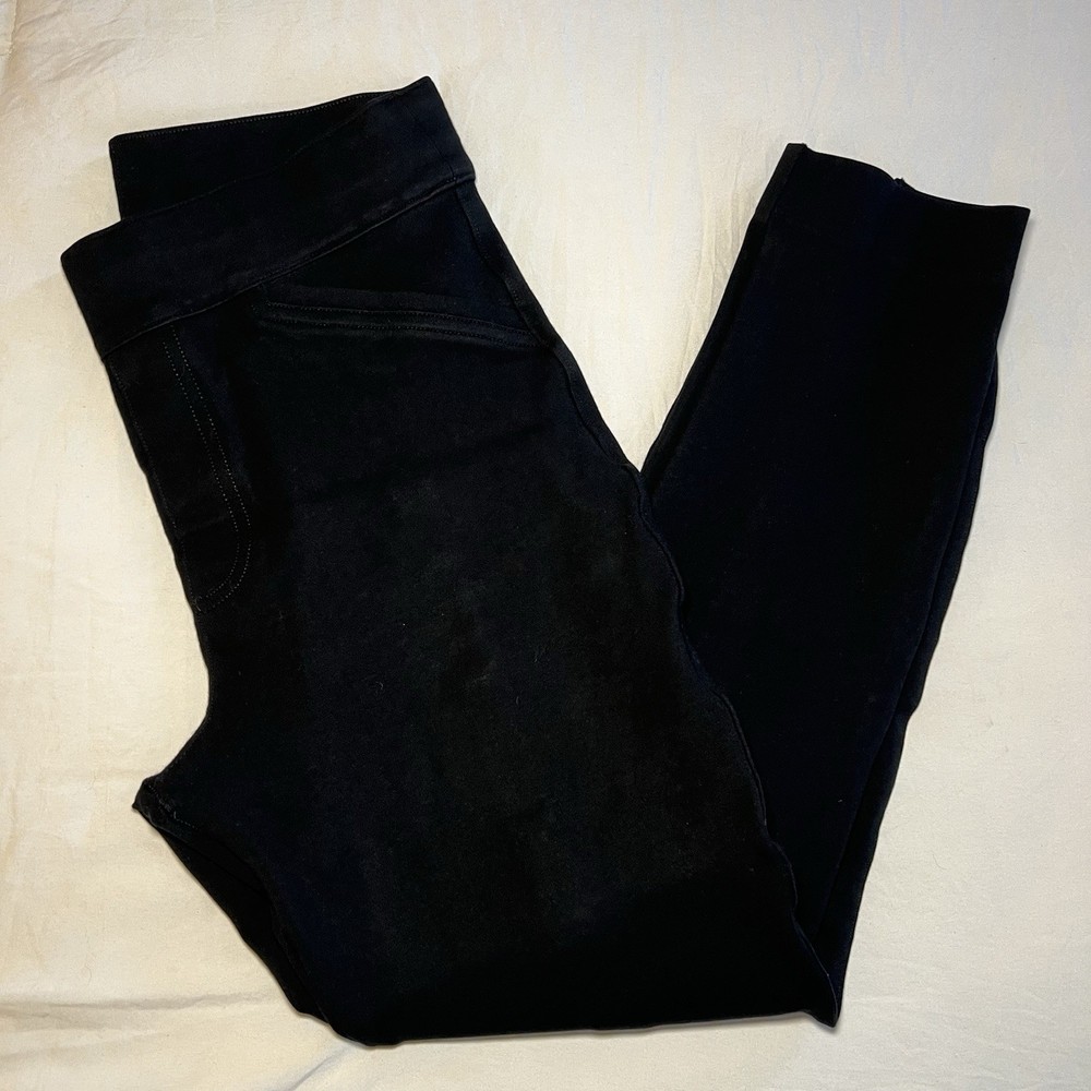 Spanx Black Thick Leggings Pants Womens Small High Rise Pull On Career Office