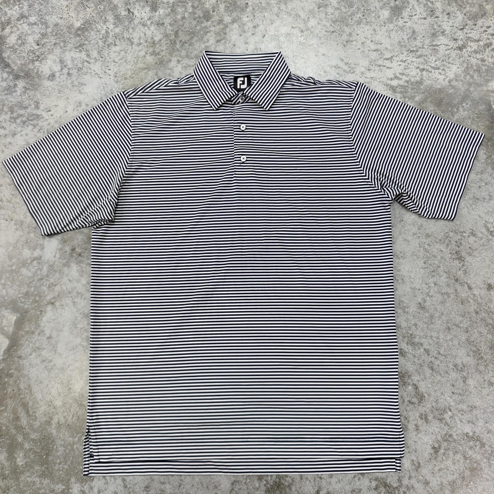 FootJoy Polo Shirt Mens Large Striped Golf Performance Lightweight Breathable