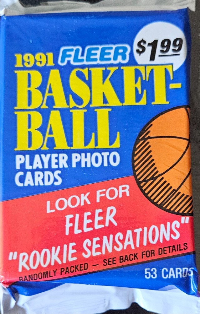 1991 Fleer Basketball 53 Card Sealed Jumbo / Cello Pack Rookie Sensations