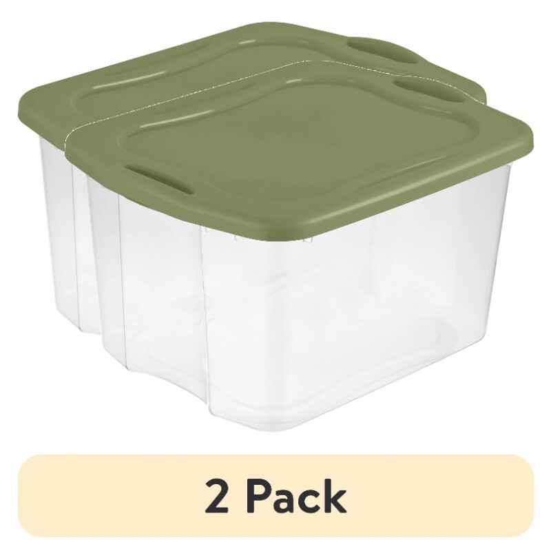 (2 Pack) Sterilite 70 Quart Plastic Storage Bin with Full-Grip EZ Carry Handles