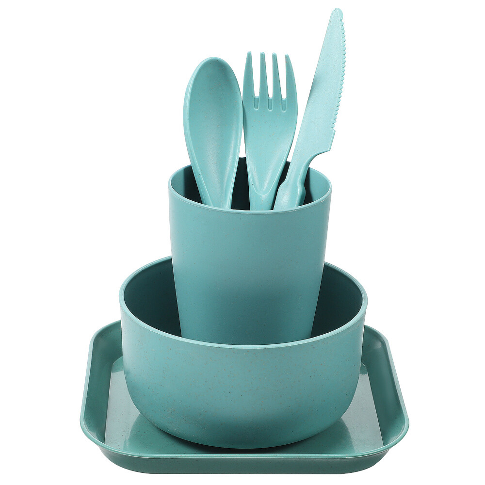 1 Set  Wheat Straw Tableware Set Unbreakable Dinnerware Kitchen Cutlery Set