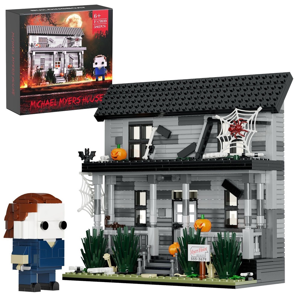 2-in-1 MOC Michael Myers Halloween House Model Building Blocks Toy Set