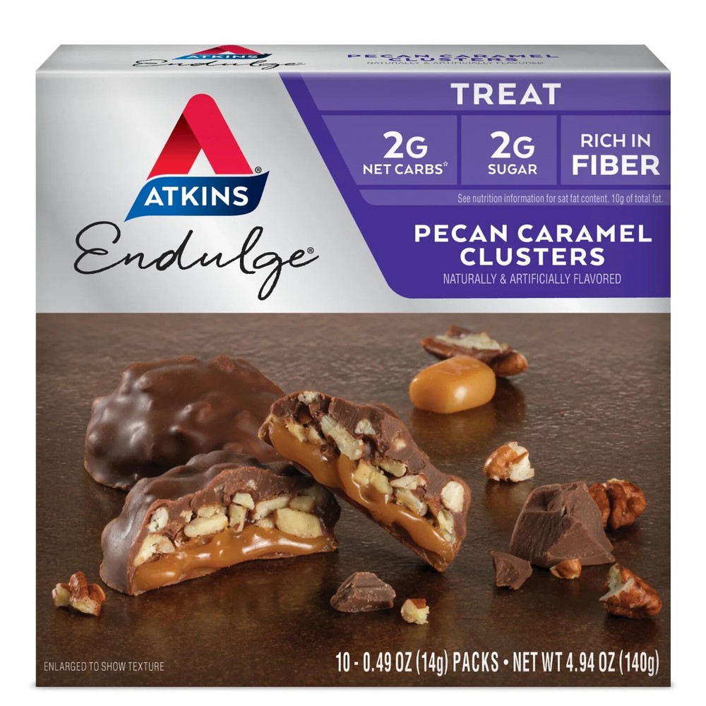 Atkins Endulge Pecan Caramel Clusters, Keto Friendly, 10 Count - Low Carb Snack