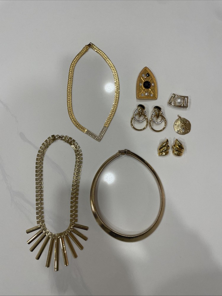 VINTAGE Park Lane Jewelry Lot GOLD Necklace Earrings Brooch 8 Pieces